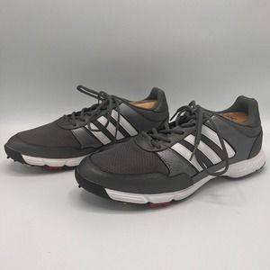 Adidas Golf Shoes Mens Size 11 Gray‎ 3 Stripe Sneaker Plastic Cleated Q4…